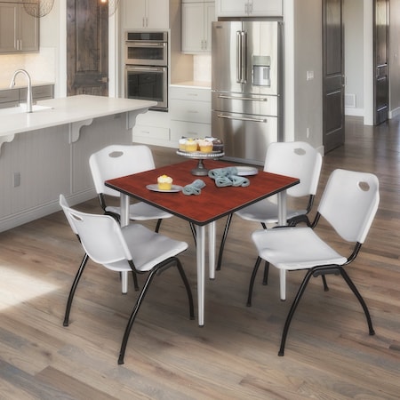 Regency Kahlo Square Table & Chair Sets, 42 W, 42 L, 29 H, Wood, Metal, Plastic Top, Cherry TPL4242CHCM47GY